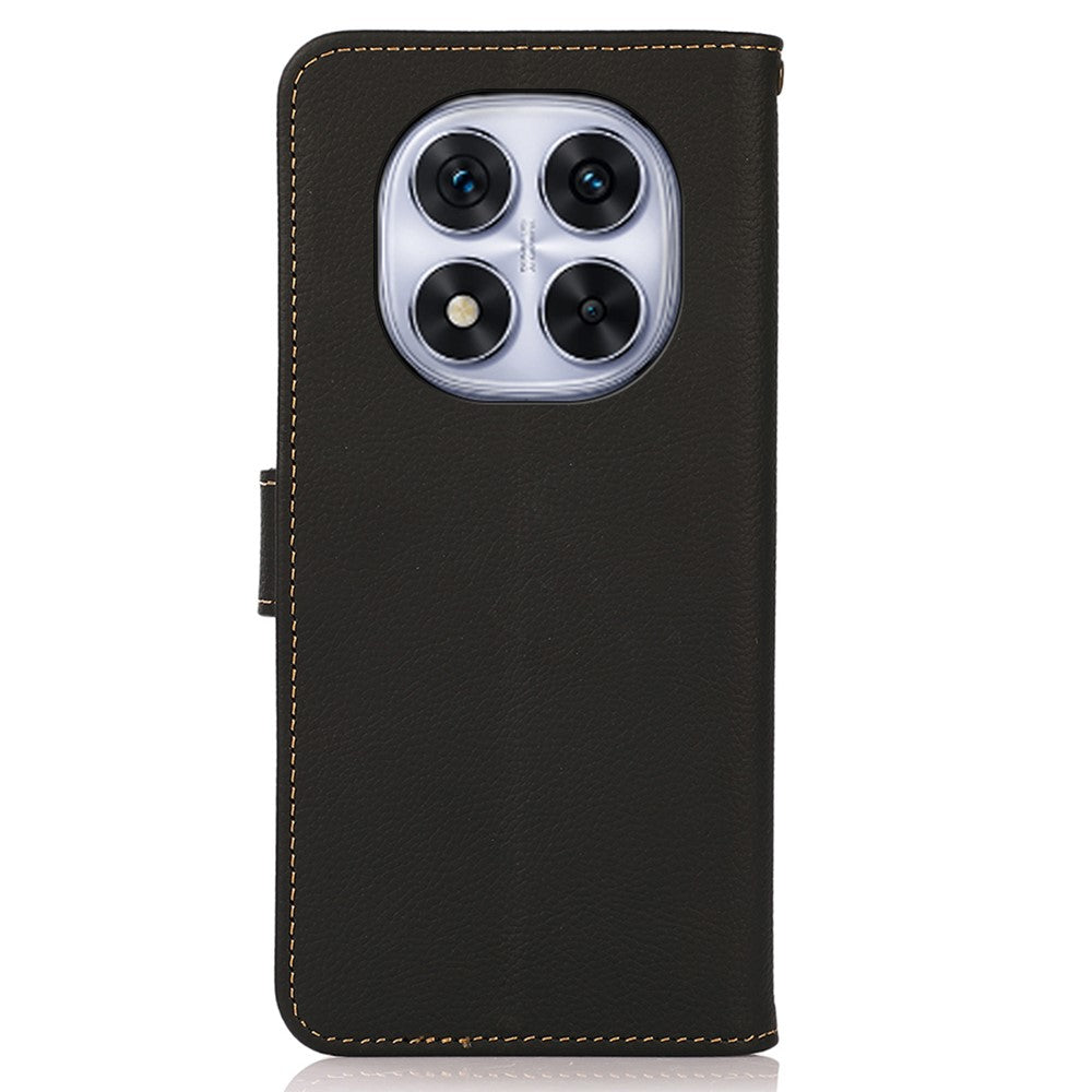 KHAZNEH For Xiaomi Redmi Note 14 Pro 4G Case Genuine Cow Leather RFID Blocking Wallet Phone Cover