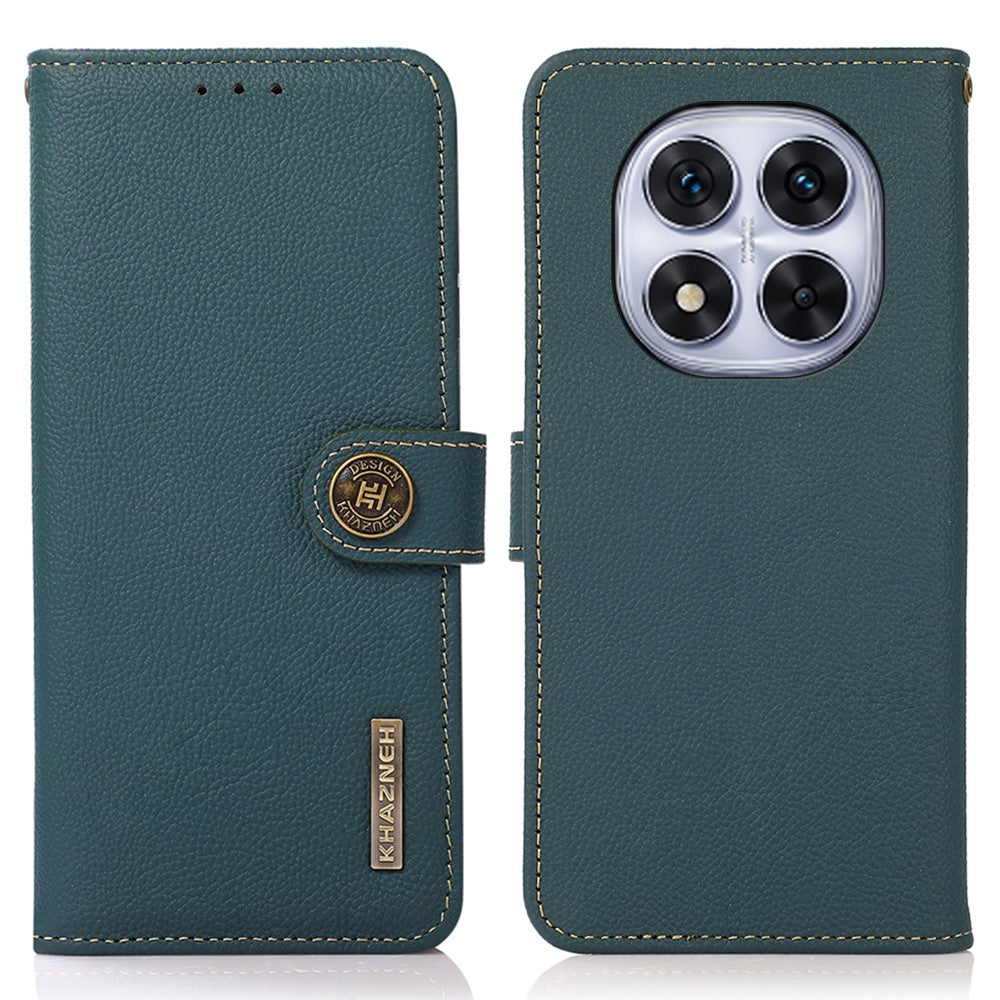 KHAZNEH For Xiaomi Redmi Note 14 Pro 4G Case Genuine Cow Leather RFID Blocking Wallet Phone Cover