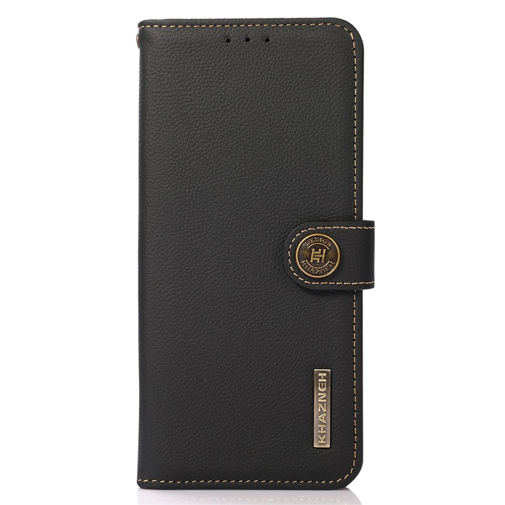 KHAZNEH For Xiaomi Redmi Note 14 4G (163.25mm) Case Genuine Cow Leather RFID Blocking Wallet Phone Cover