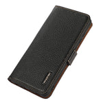 KHAZNEH For Xiaomi Redmi Note 14 4G (163.25mm) Phone Case Genuine Cow Leather Cover RFID Blocking