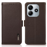 KHAZNEH For Xiaomi Redmi Note 14 4G (163.25mm) Phone Case Genuine Cow Leather Cover RFID Blocking