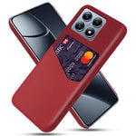 For Xiaomi 14T Pro Case PU Leather Card Slot Cloth Texture Hard PC Phone Cover