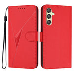 YX0090 For Samsung Galaxy A24 5G Case Triangle Imprint Leather Phone Cover with Lanyard