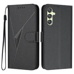 YX0090 For Samsung Galaxy A24 5G Case Triangle Imprint Leather Phone Cover with Lanyard