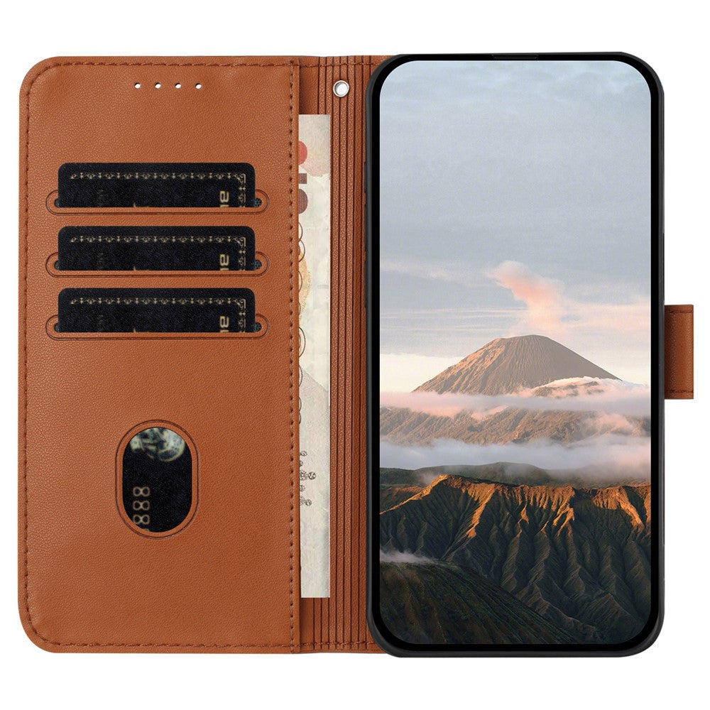 YX0090 For Xiaomi 14T Case Triangle Imprint Leather Phone Cover with Lanyard