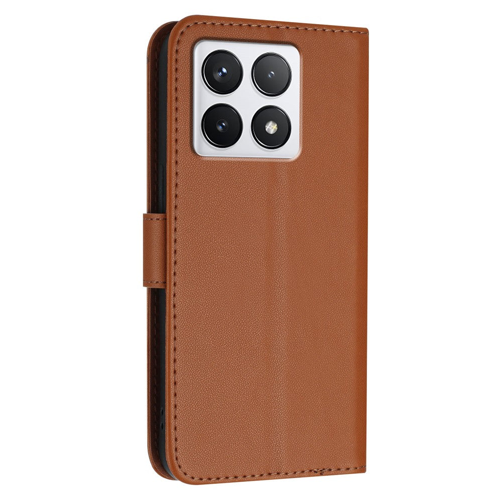 YX0090 For Xiaomi 14T Case Triangle Imprint Leather Phone Cover with Lanyard