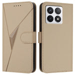 YX0090 For Xiaomi 14T Case Triangle Imprint Leather Phone Cover with Lanyard