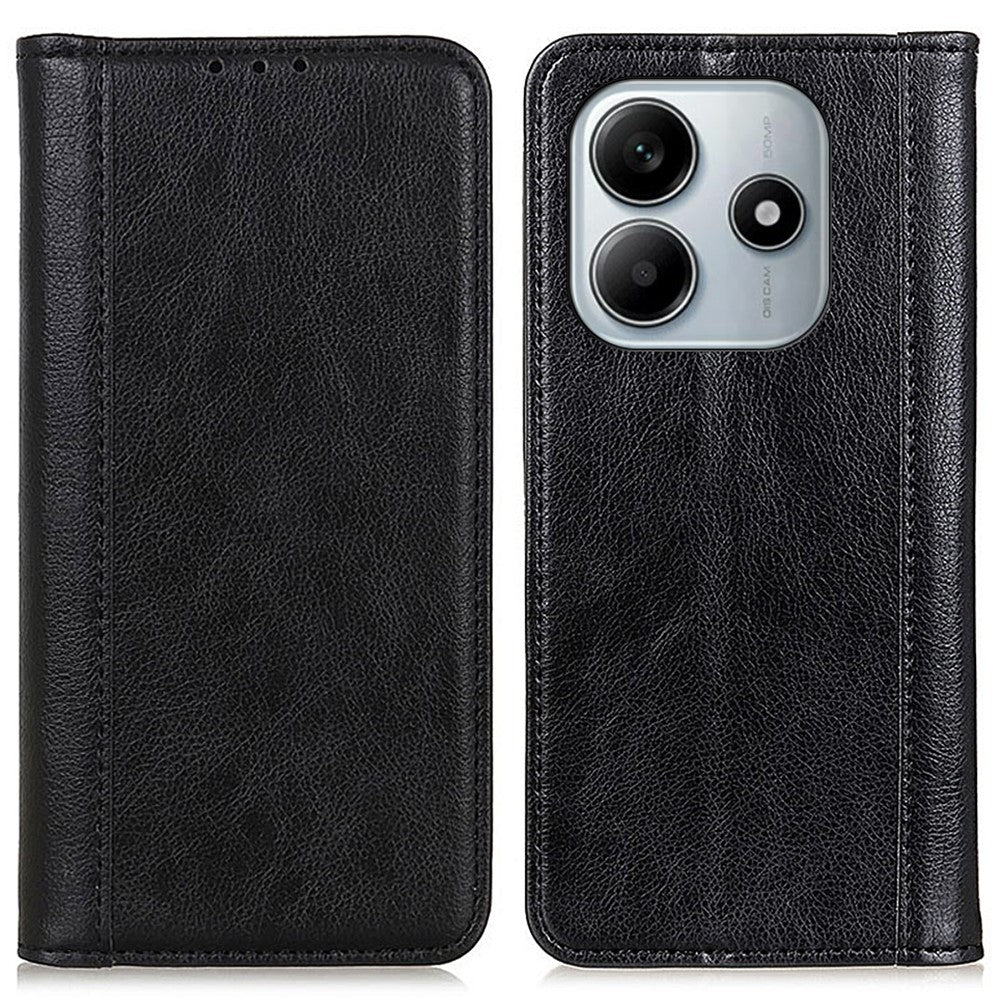 For Xiaomi Redmi Note 14 4G (163.25mm) Stand Case Split Leather Litchi Texture Wallet Phone Cover