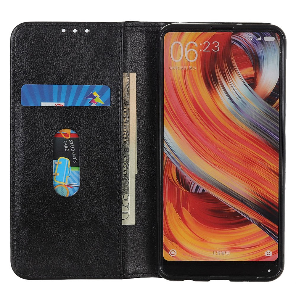 For Xiaomi Redmi Note 14 4G (163.25mm) Stand Case Split Leather Litchi Texture Wallet Phone Cover
