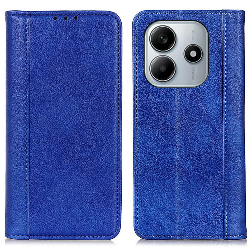 For Xiaomi Redmi Note 14 4G (163.25mm) Stand Case Split Leather Litchi Texture Wallet Phone Cover