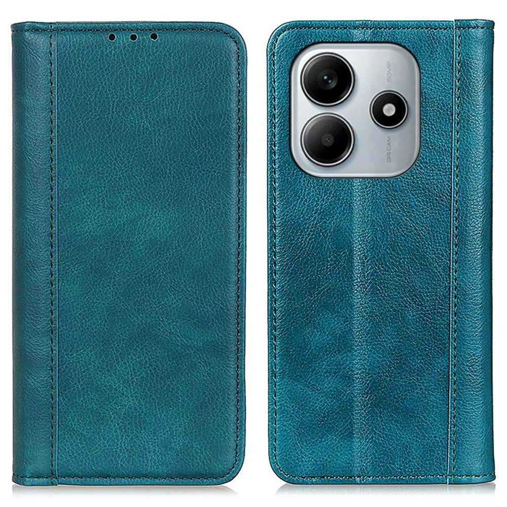 For Xiaomi Redmi Note 14 4G (163.25mm) Stand Case Split Leather Litchi Texture Wallet Phone Cover