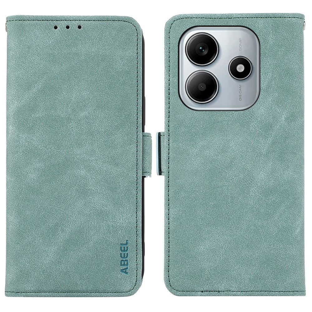 ABEEL For Xiaomi Redmi Note 14 4G (163.25mm) Case PU Leather Folio Stand View RFID Blocking Phone Cover