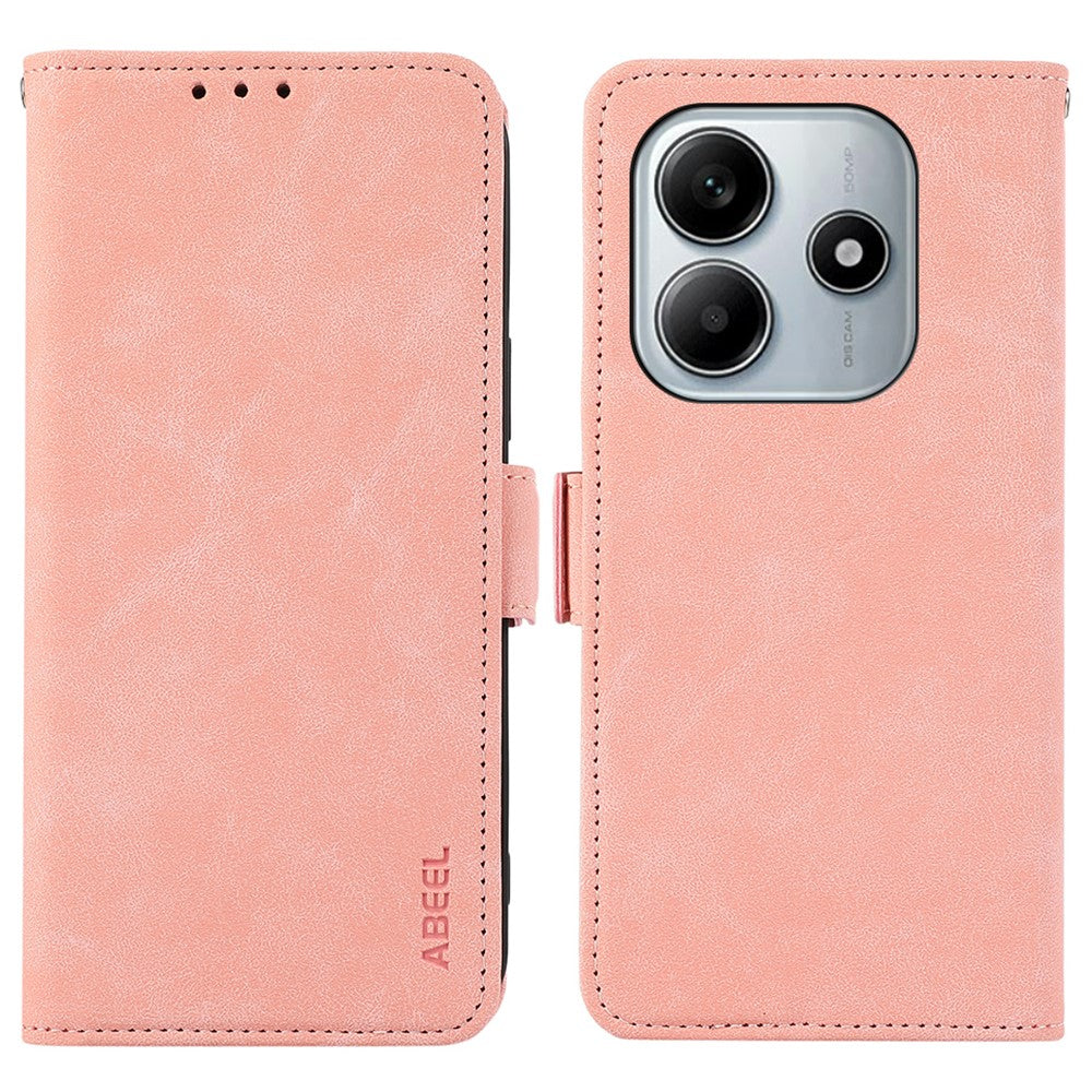 ABEEL Skal för Xiaomi Redmi Note 14 4G (163,25 mm) PU-läderfodral med stativ, RFID-blockerande mobilskal