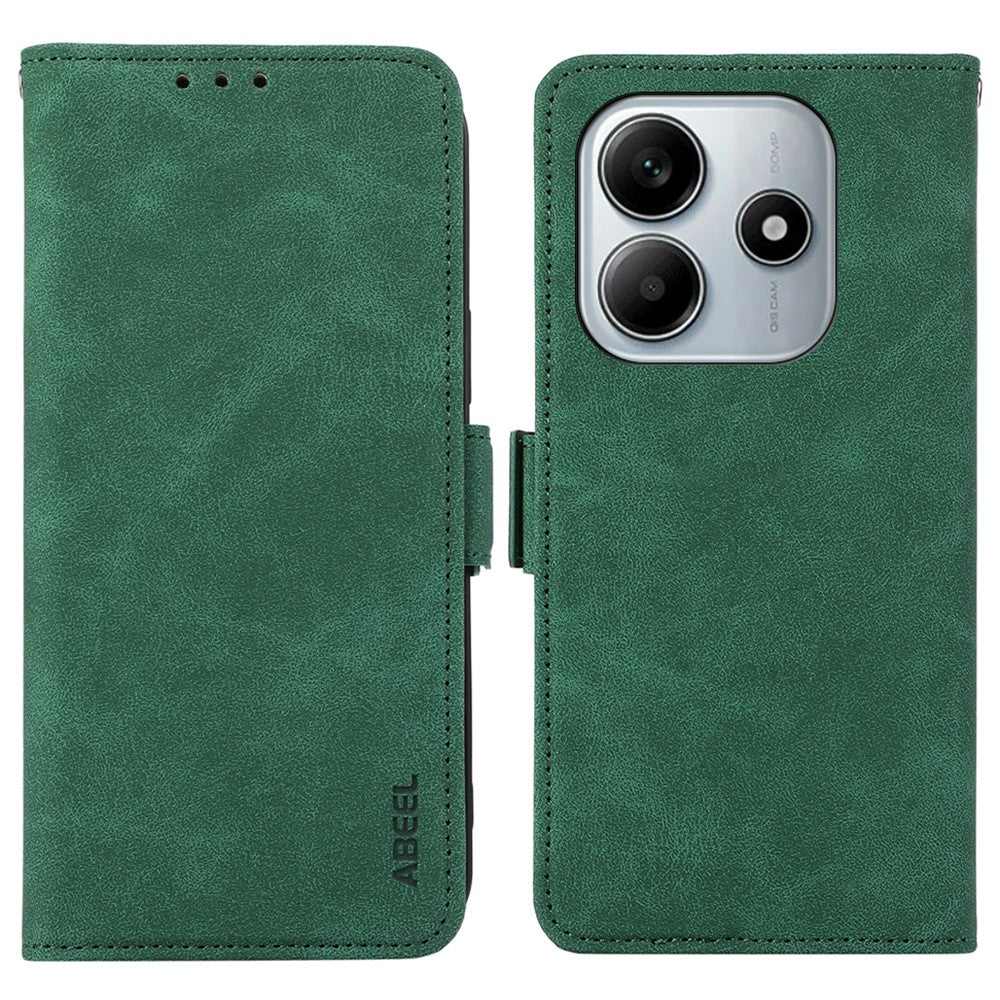 ABEEL Skal för Xiaomi Redmi Note 14 4G (163,25 mm) PU-läderfodral med stativ, RFID-blockerande mobilskal