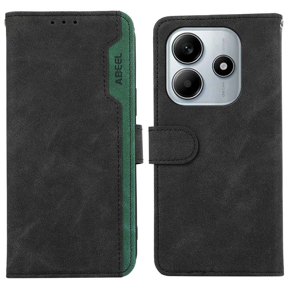 ABEEL För Xiaomi Redmi Note 14 4G (163.25mm) Fodral Färgskarvning Läder Flip mobilskal RFID-blockerande