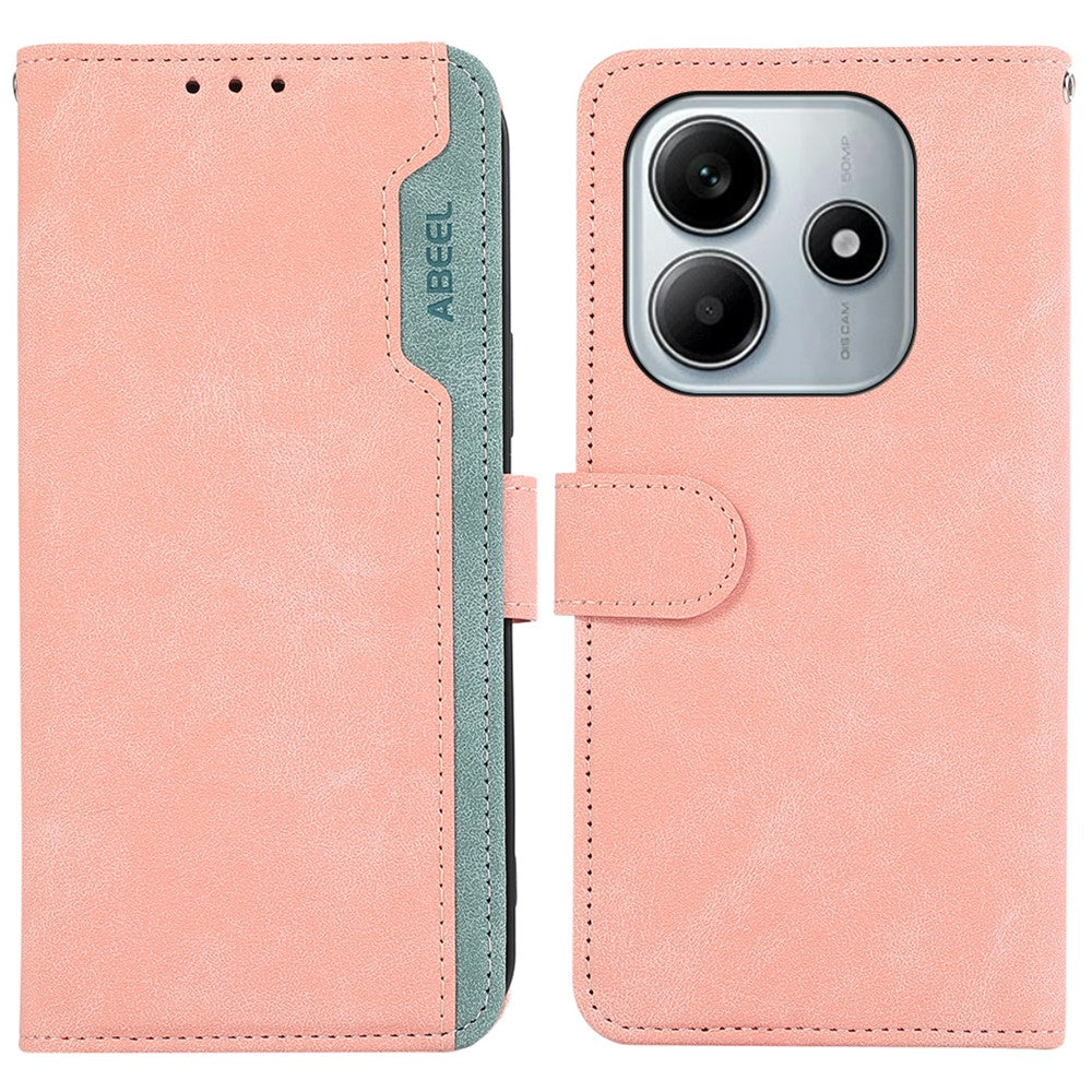 ABEEL För Xiaomi Redmi Note 14 4G (163.25mm) Fodral Färgskarvning Läder Flip mobilskal RFID-blockerande