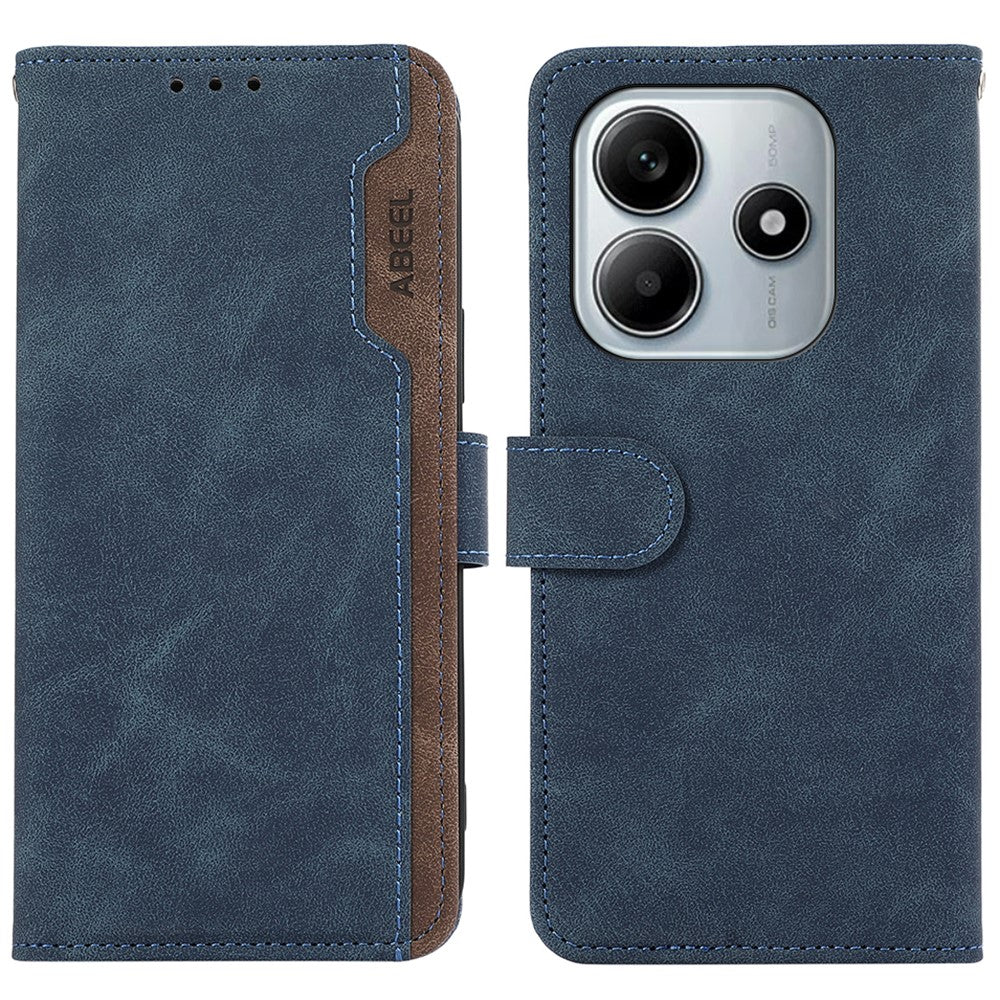 ABEEL För Xiaomi Redmi Note 14 4G (163.25mm) Fodral Färgskarvning Läder Flip mobilskal RFID-blockerande