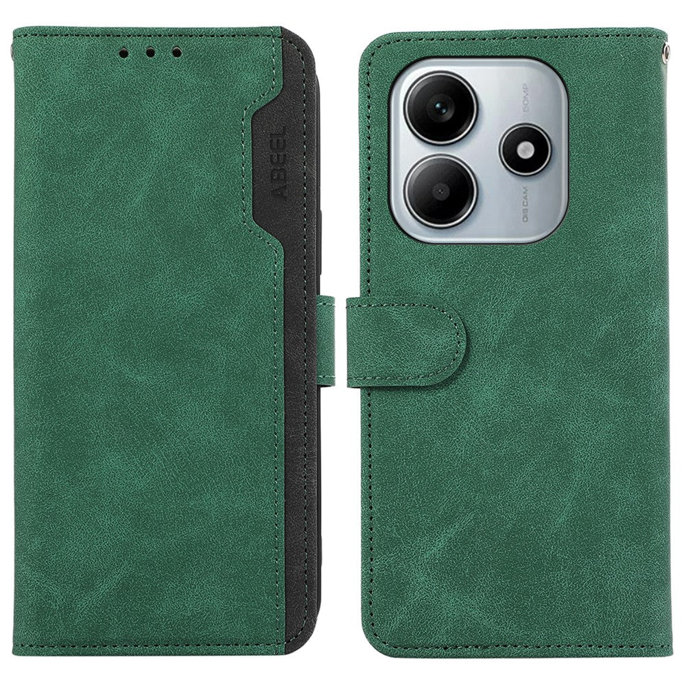 ABEEL För Xiaomi Redmi Note 14 4G (163.25mm) Fodral Färgskarvning Läder Flip mobilskal RFID-blockerande