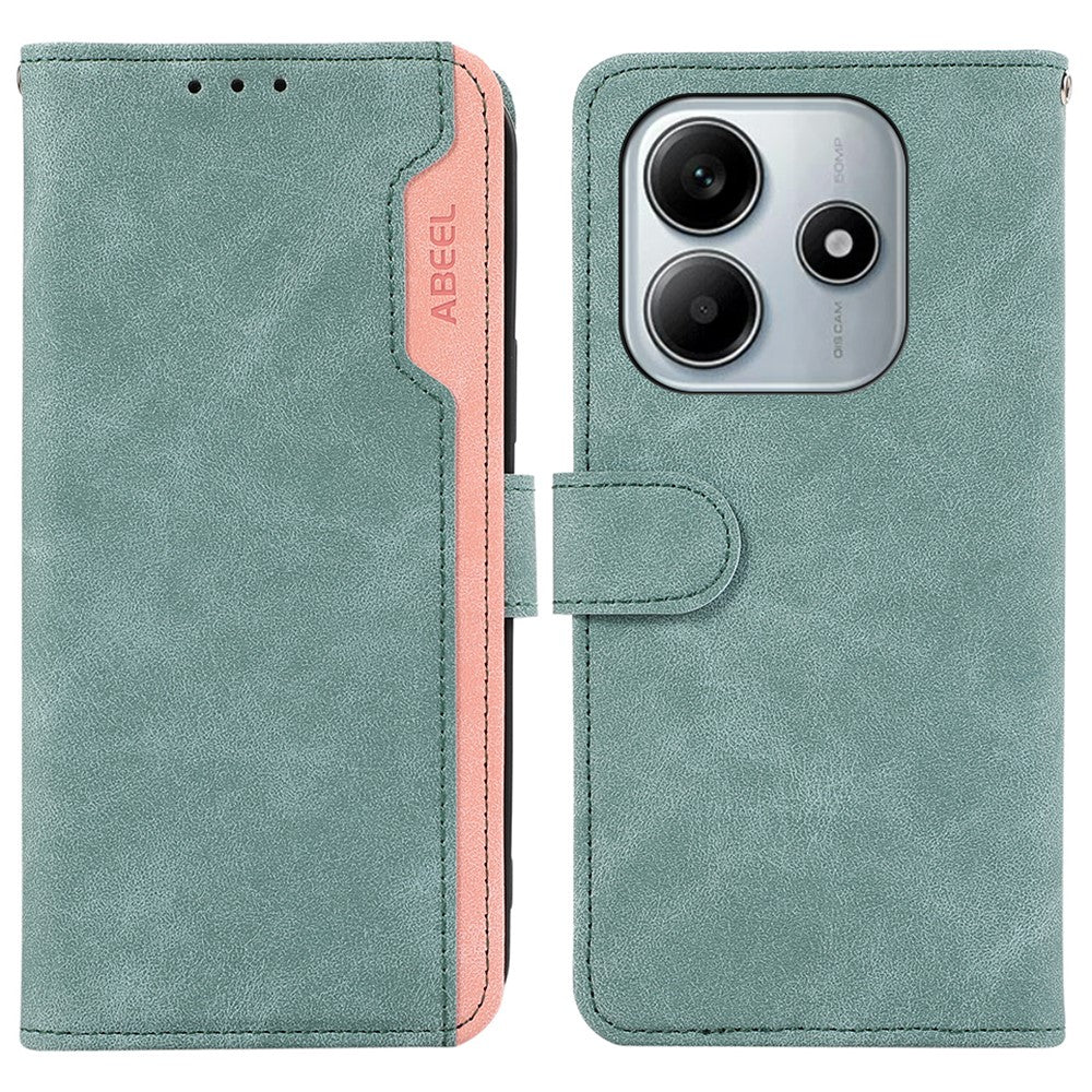 ABEEL För Xiaomi Redmi Note 14 4G (163.25mm) Fodral Färgskarvning Läder Flip mobilskal RFID-blockerande