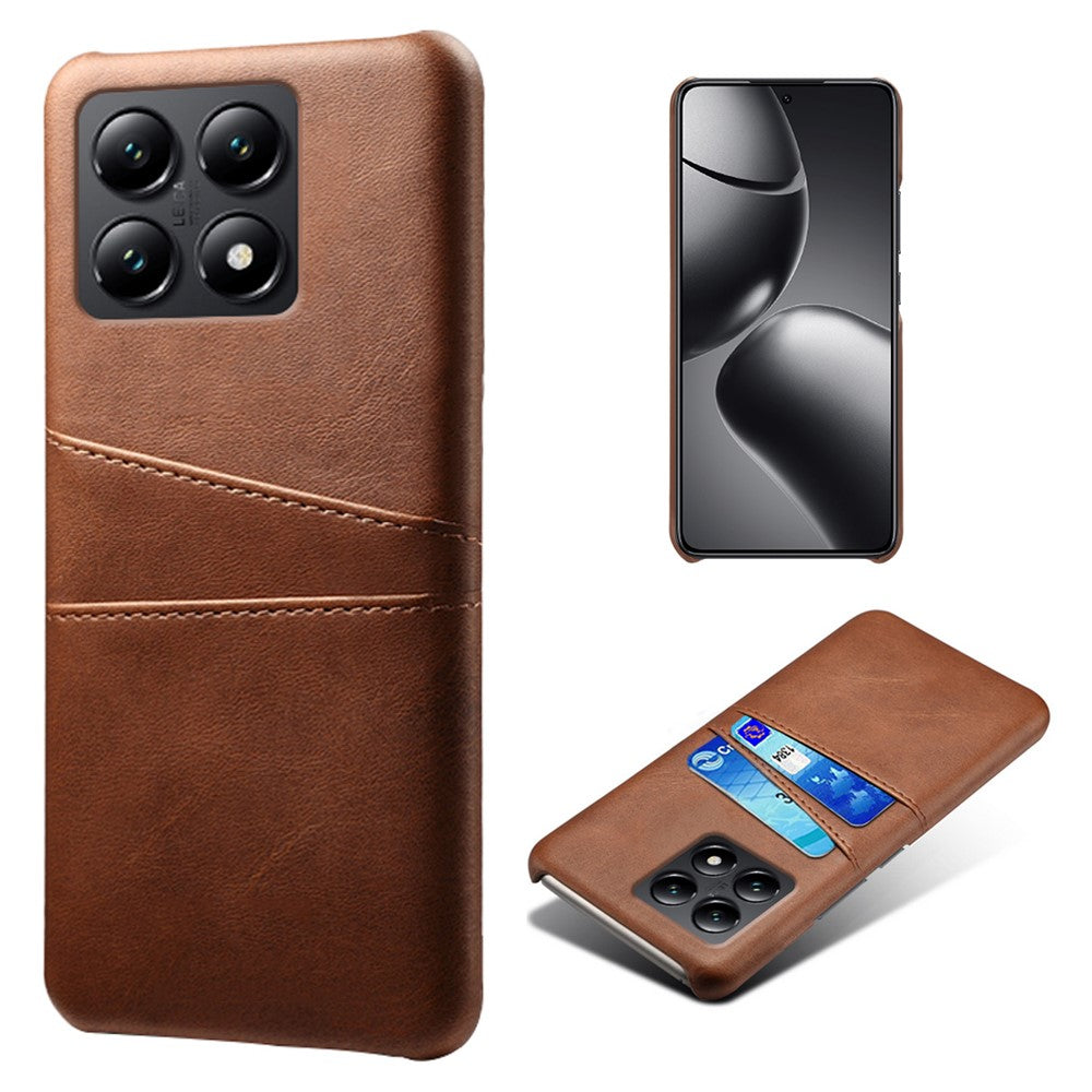 Xiaomi 14T-skal med dubbla kortplatser i PU-läder + hårt PC-mobilskal