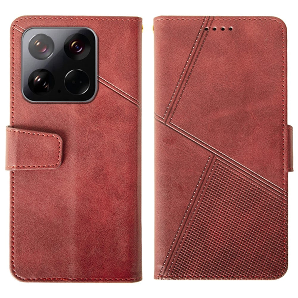 IDEWEI For Xiaomi 15 Case Leather Wallet Phone Cover Stand Calf Texture