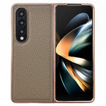 For Samsung Galaxy Z Fold4 5G Star Series Shockproof Phone Case PU Leather Coated Hard PC Nano Electroplating Shell Cover