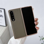For Samsung Galaxy Z Fold4 5G Star Series Shockproof Phone Case PU Leather Coated Hard PC Nano Electroplating Shell Cover