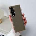 For Samsung Galaxy Z Fold4 5G Star Series Shockproof Phone Case PU Leather Coated Hard PC Nano Electroplating Shell Cover