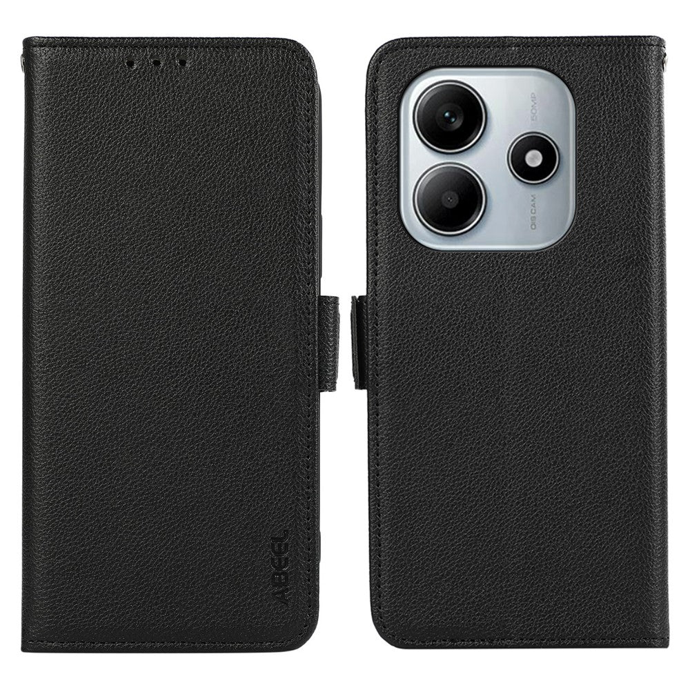 ABEEL For Xiaomi Redmi Note 14 4G (163.25mm) Case Litchi Texture Leather RFID Blocking Phone Cover