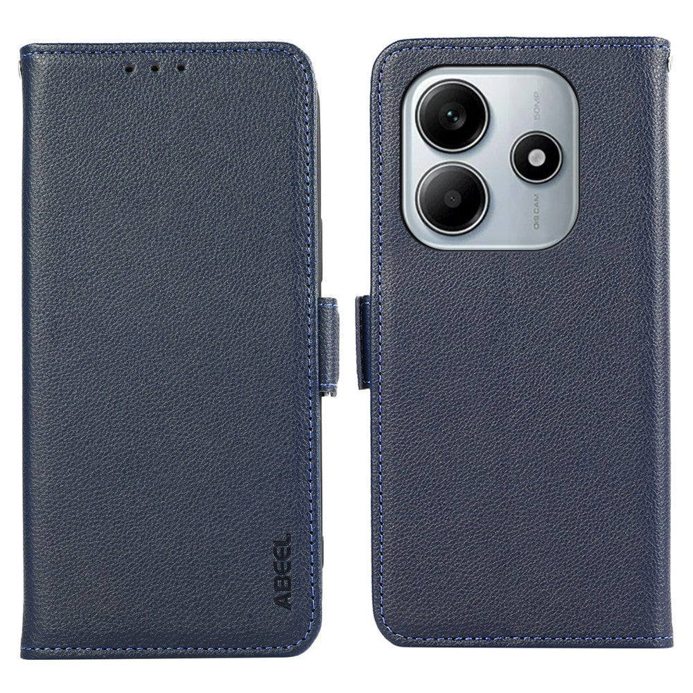 ABEEL For Xiaomi Redmi Note 14 4G (163.25mm) Case Litchi Texture Leather RFID Blocking Phone Cover