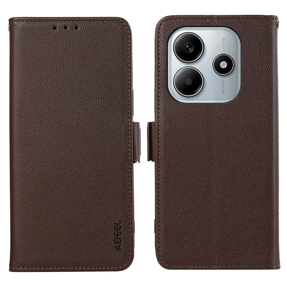 ABEEL For Xiaomi Redmi Note 14 4G (163.25mm) Case Litchi Texture Leather RFID Blocking Phone Cover