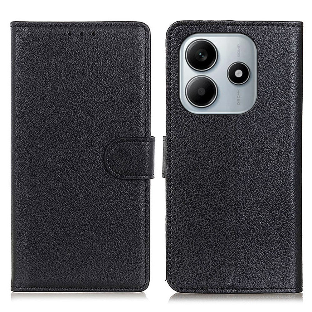 For Xiaomi Redmi Note 14 4G (163.25mm) Wallet Case PU Leather Phone Cover Litchi Texture
