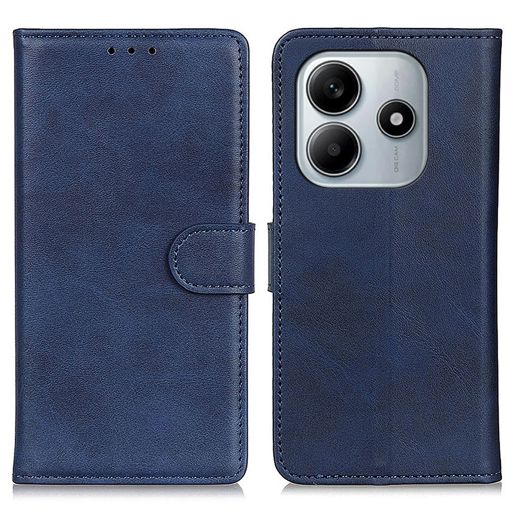 For Xiaomi Redmi Note 14 4G (163.25mm) Stand Wallet Case Cowhide Texture Leather Phone Cover