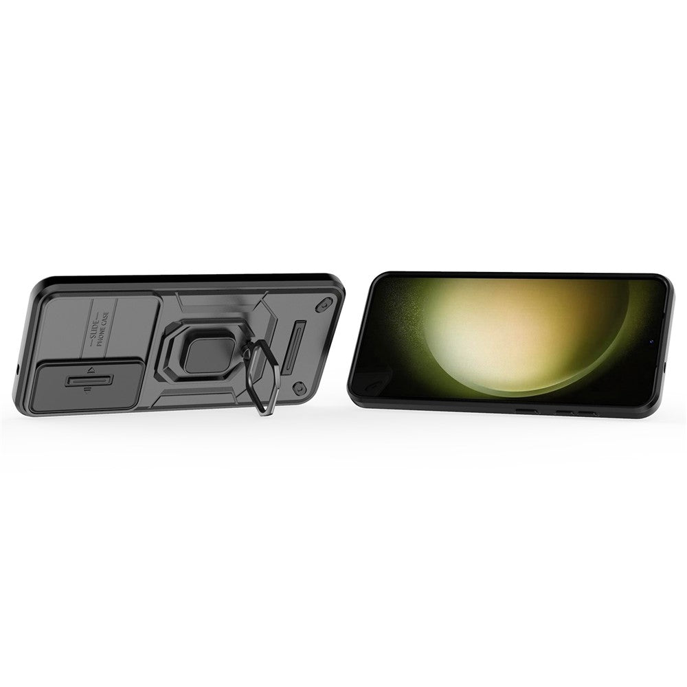 Til Samsung Galaxy S25+ Cover PC+TPU Kickstand Telefonbeskytter med Linsebeskytter