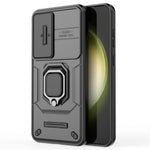 Til Samsung Galaxy S25+ Cover PC+TPU Kickstand Telefonbeskytter med Linsebeskytter
