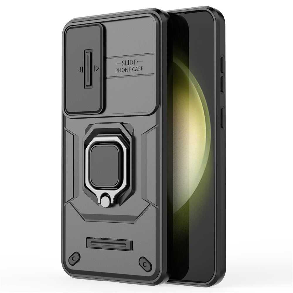 Til Samsung Galaxy S25+ Cover PC+TPU Kickstand Telefonbeskytter med Linsebeskytter