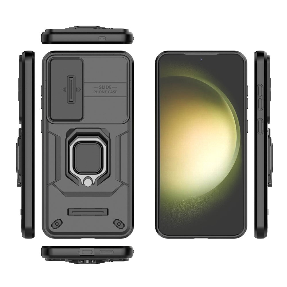 Til Samsung Galaxy S25+ Cover PC+TPU Kickstand Telefonbeskytter med Linsebeskytter