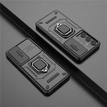 Til Samsung Galaxy S25+ Cover PC+TPU Kickstand Telefonbeskytter med Linsebeskytter