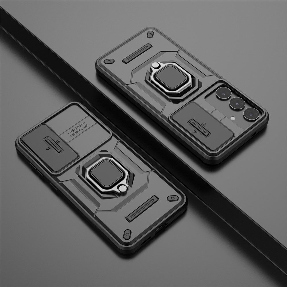 Til Samsung Galaxy S25+ Cover PC+TPU Kickstand Telefonbeskytter med Linsebeskytter
