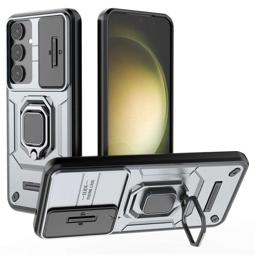 Til Samsung Galaxy S25+ Cover PC+TPU Kickstand Telefonbeskytter med Linsebeskytter