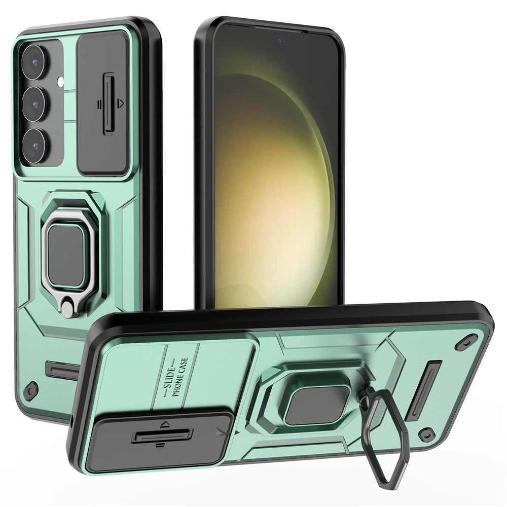 Til Samsung Galaxy S25+ Cover PC+TPU Kickstand Telefonbeskytter med Linsebeskytter