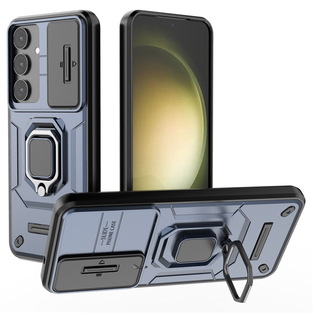 Til Samsung Galaxy S25+ Cover PC+TPU Kickstand Telefonbeskytter med Linsebeskytter