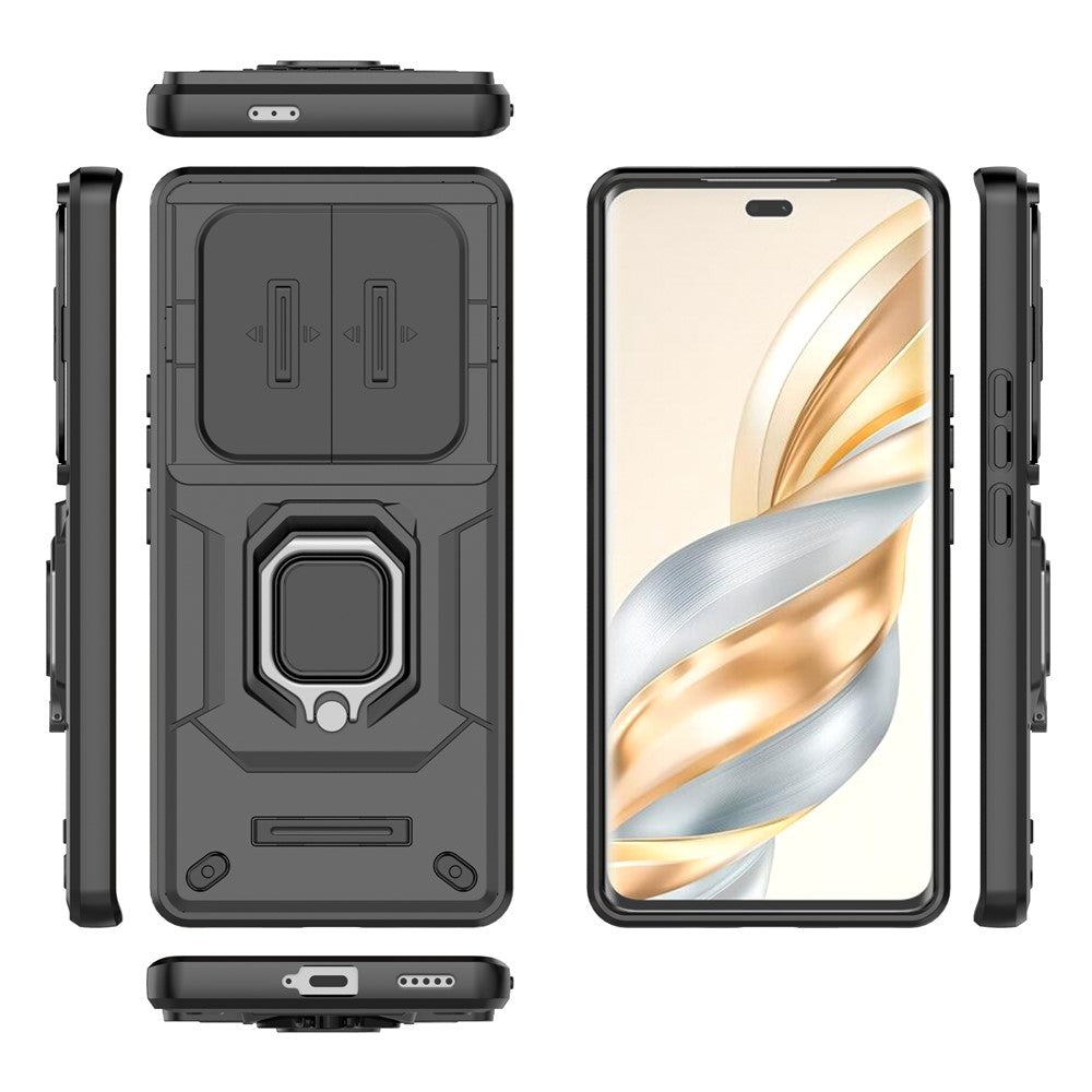 For Honor Magic7 Lite 5G / X9c 5G / X60 Pro 5G Case PC+TPU Kickstand Phone Protector with Lens Cover