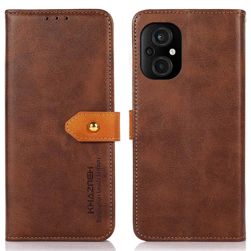 For Xiaomi Poco M4 5G / M5 5G Phone Wallet Case Golden Magnetic Buckle PU Leather Foldable Stand Protective Phone Cover