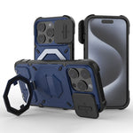 Til iPhone 15 Pro Cover Kompatibel med MagSafe Kameralinsebeskytter PC+TPU Kickstand Telefoncover med Snor