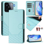 For Xiaomi 15 Case Imprinted Honeycomb RFID Blocking Leather Phone Cover with Strap