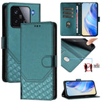 For Xiaomi 15 Case Imprinted Honeycomb RFID Blocking Leather Phone Cover with Strap