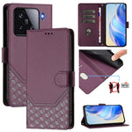 For Xiaomi 15 Case Imprinted Honeycomb RFID Blocking Leather Phone Cover with Strap