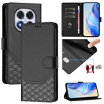 For Xiaomi Redmi Note 14 Pro+ 5G / Note 14 Pro 5G / Poco X7 5G Case Imprinted Honeycomb RFID Blocking Leather Phone Cover with Strap