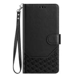 For Xiaomi Redmi Note 14 Pro+ 5G / Note 14 Pro 5G / Poco X7 5G Case Imprinted Honeycomb RFID Blocking Leather Phone Cover with Strap